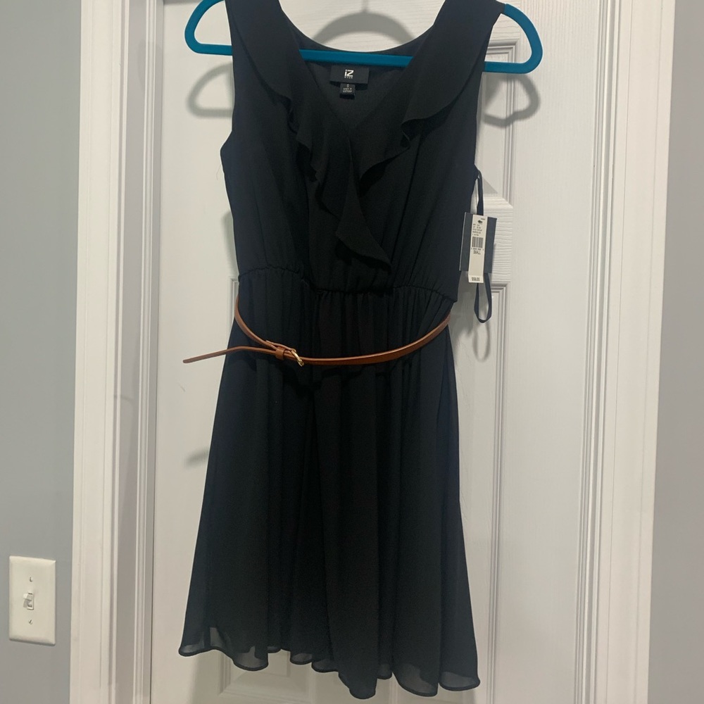 New with tags, black dress, with belt size small